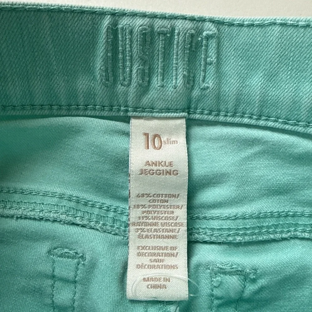 Justice Girls Green Camouflage Pull‎ On Jegging Pants Size 10 With Pockets